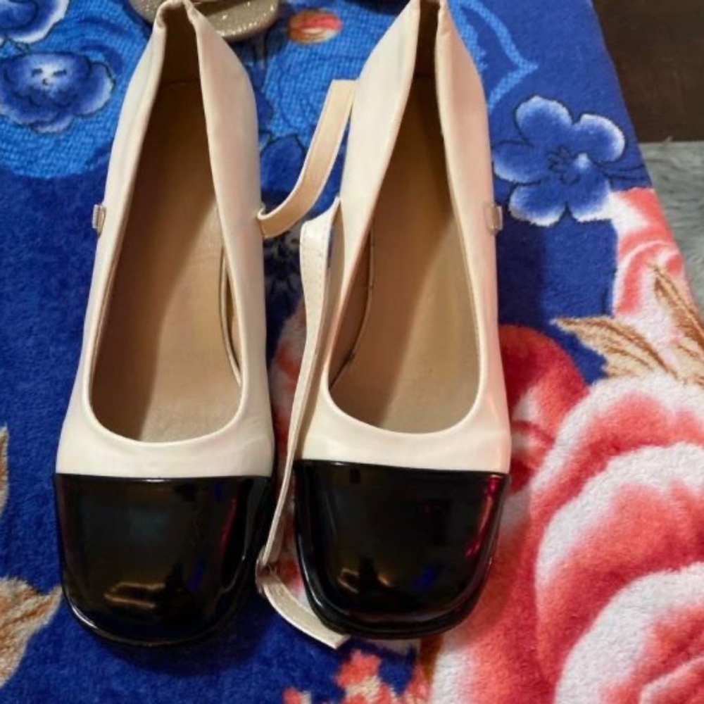 Women’s Black and White wedge heels